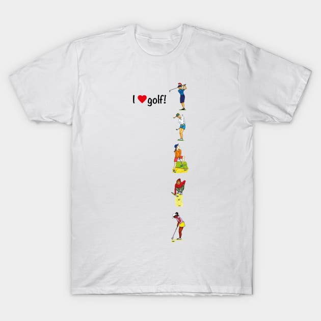 Women playing golf - women in sport T-Shirt by dizzycat-biz